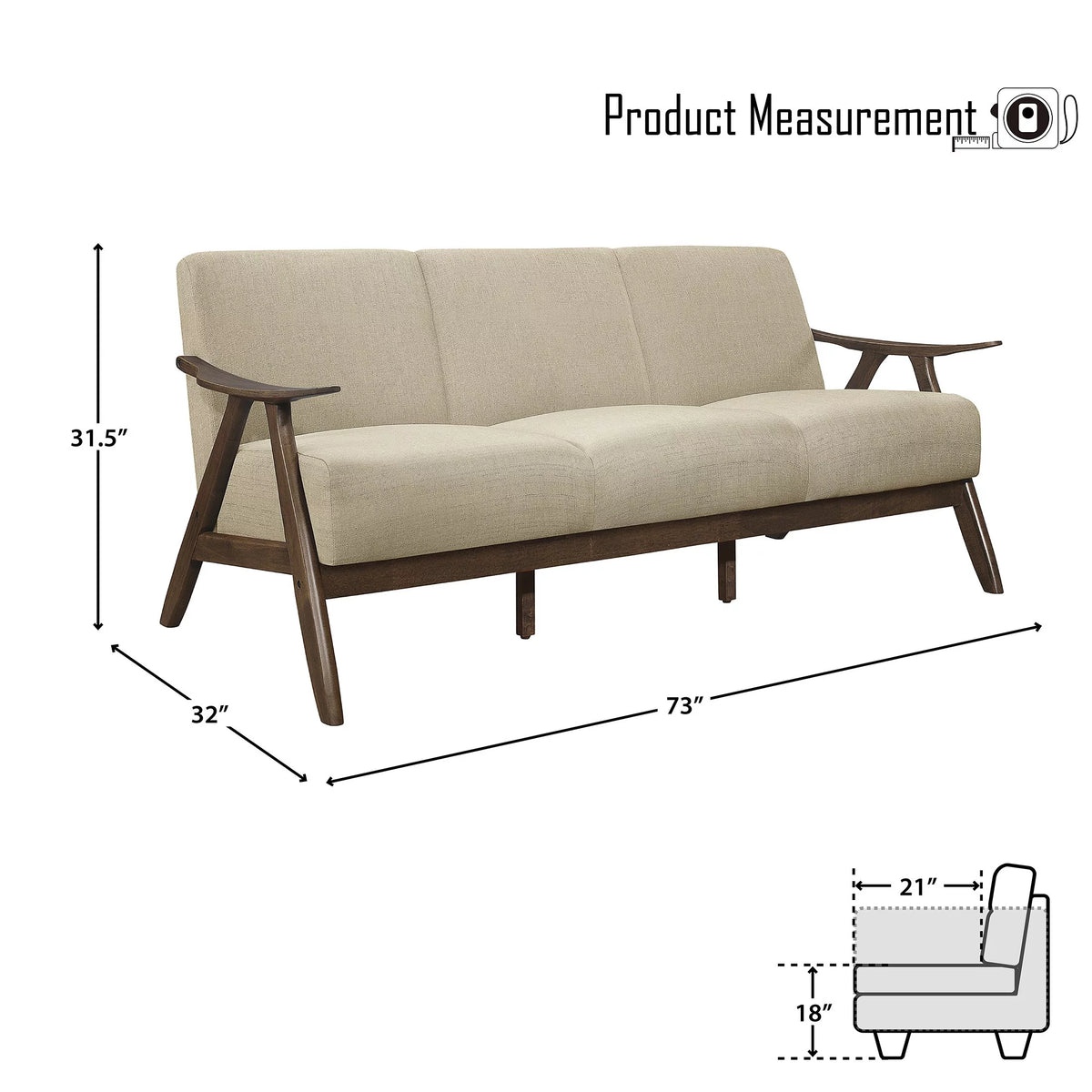Light Brown Fabric Sofa H505524
