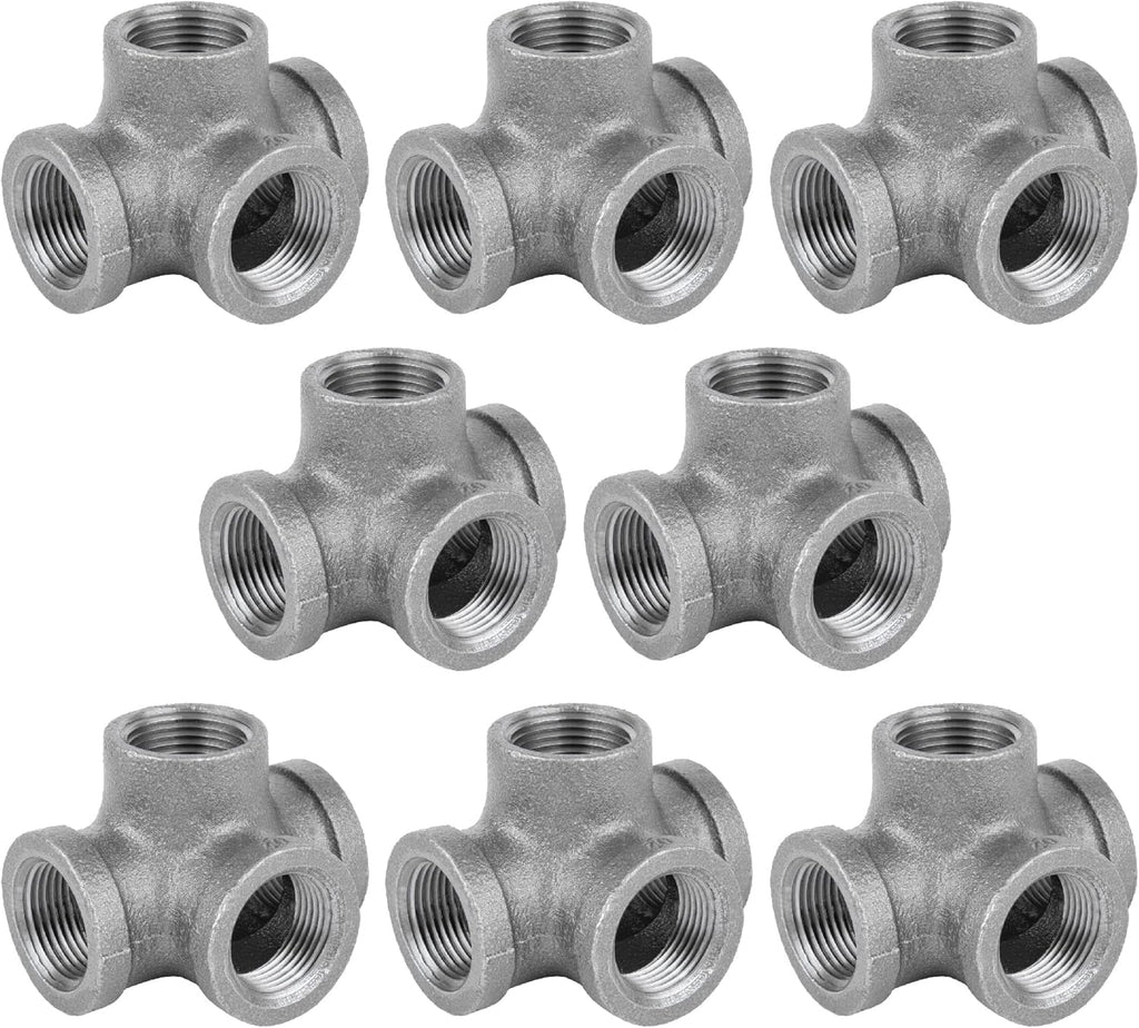 3/8 Inch Side Outlet Tee Malleable Cast Iron Industrial Fitting (8 Pack) V201