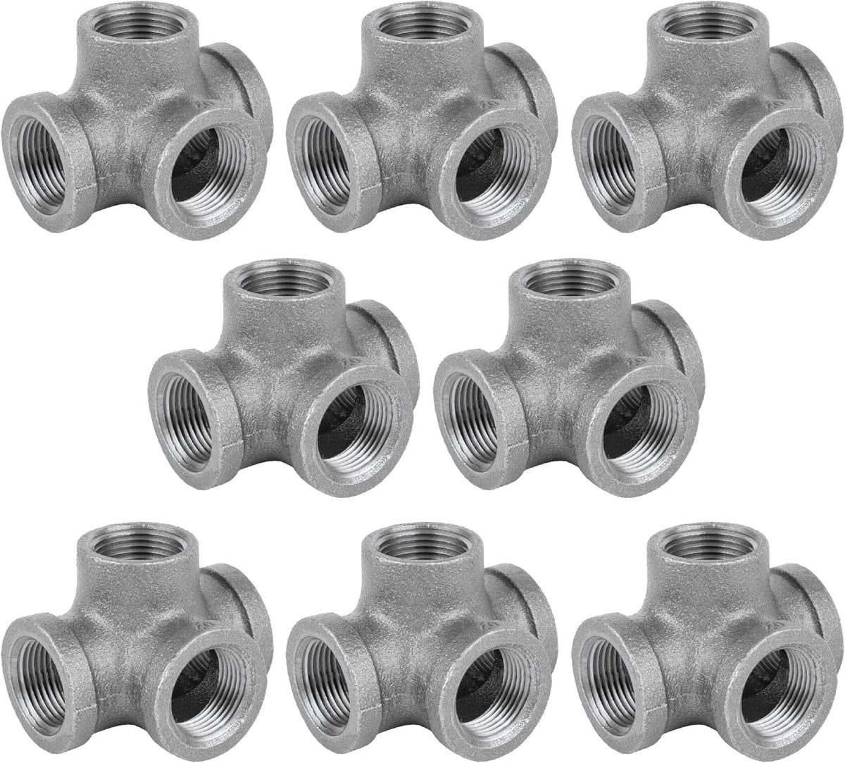 3/8 Inch Side Outlet Tee Malleable Cast Iron Industrial Fitting (8 Pack) V201