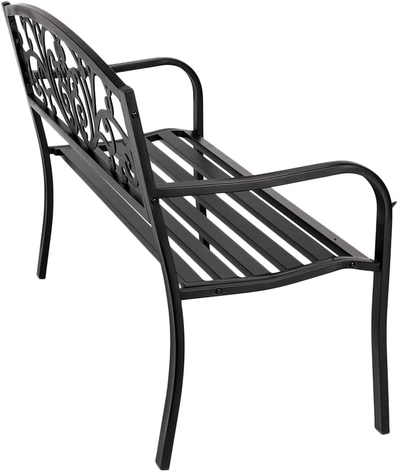 50 Patio Garden Bench Outdoor Metal Cast Iron Steel Frame Chair X349