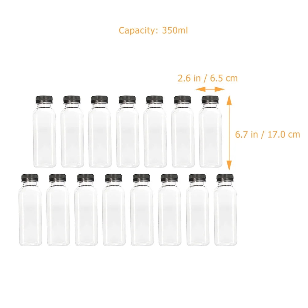 25 pcs Clear Plastic Juice Bottles with Caps Z53544