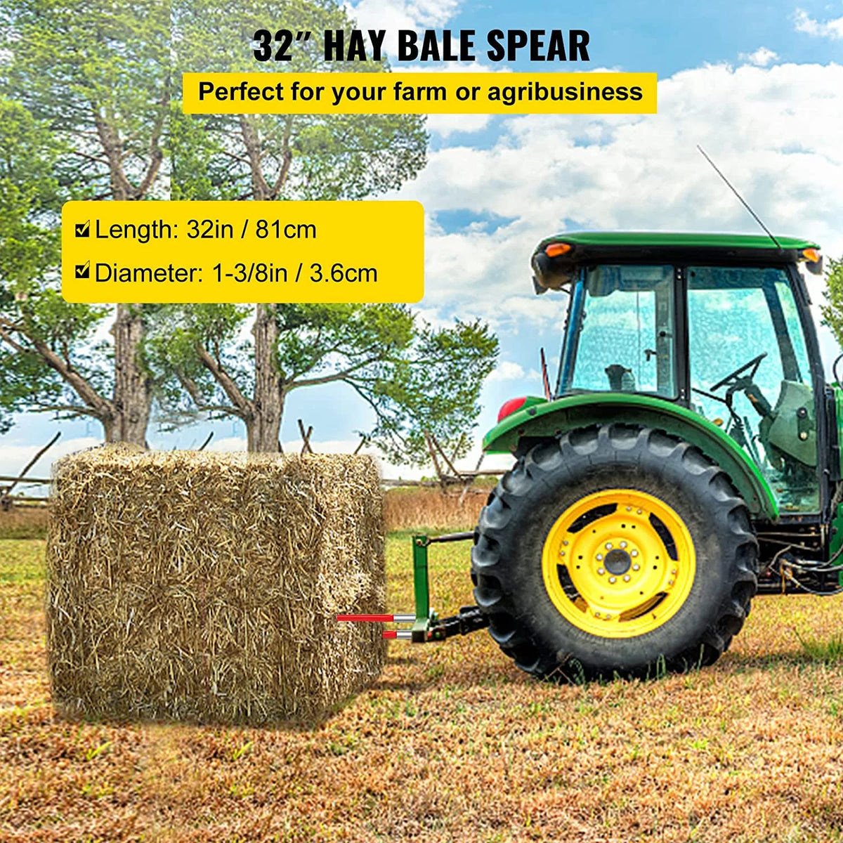 32" 1350lb Capacity Square Hay Bale Spear G28971