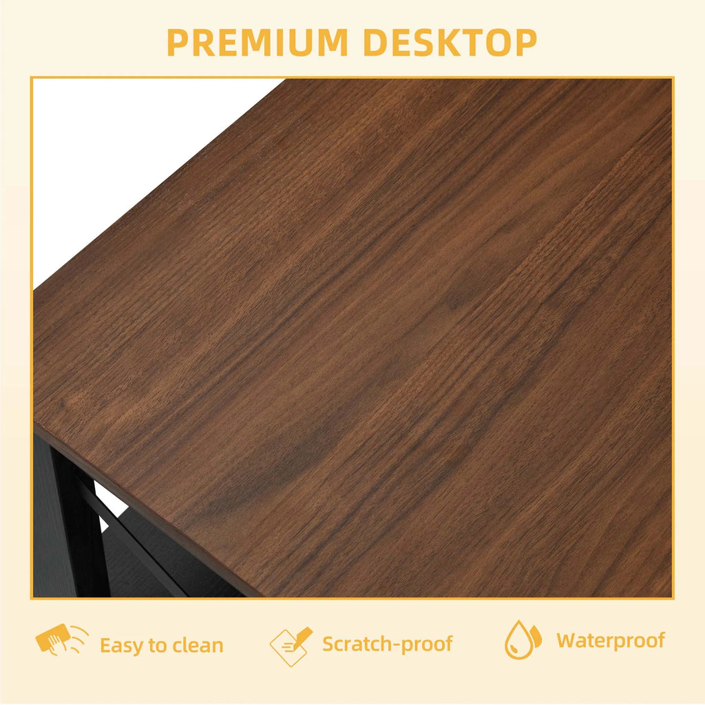 2-Tier Brown Coffee Table with Open Storage Shelf O826240