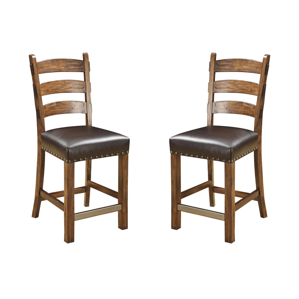 Brown Bonded Leather Upholstered Barstool, 2 Pack C61535