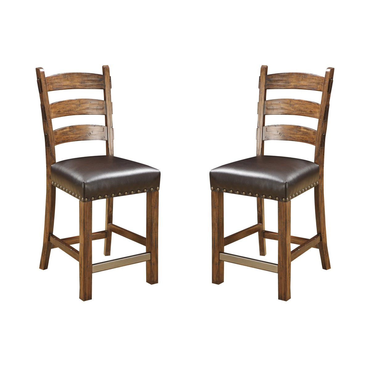 Brown Bonded Leather Upholstered Barstool, 2 Pack C61535