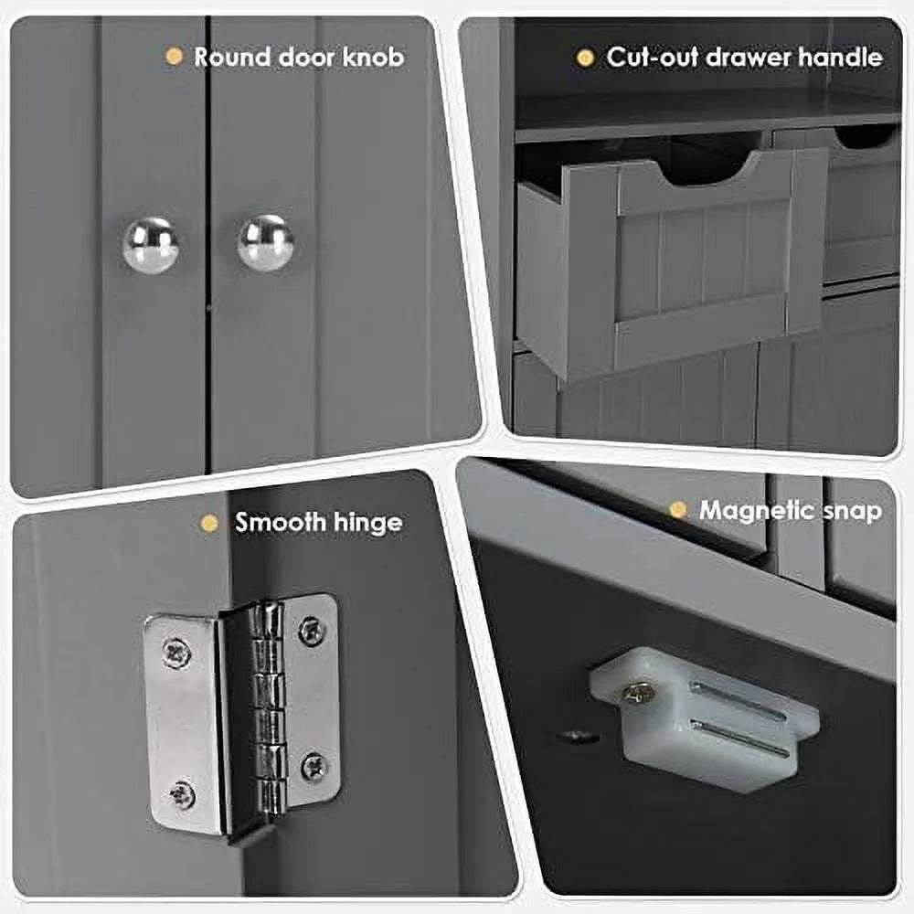 Grey Bathroom Floor Cabinet with 2 Doors and 2 Drawers A499