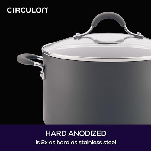 7.5 Quart Gray Hard Anodized Nonstick Stockpot with Lid O5325