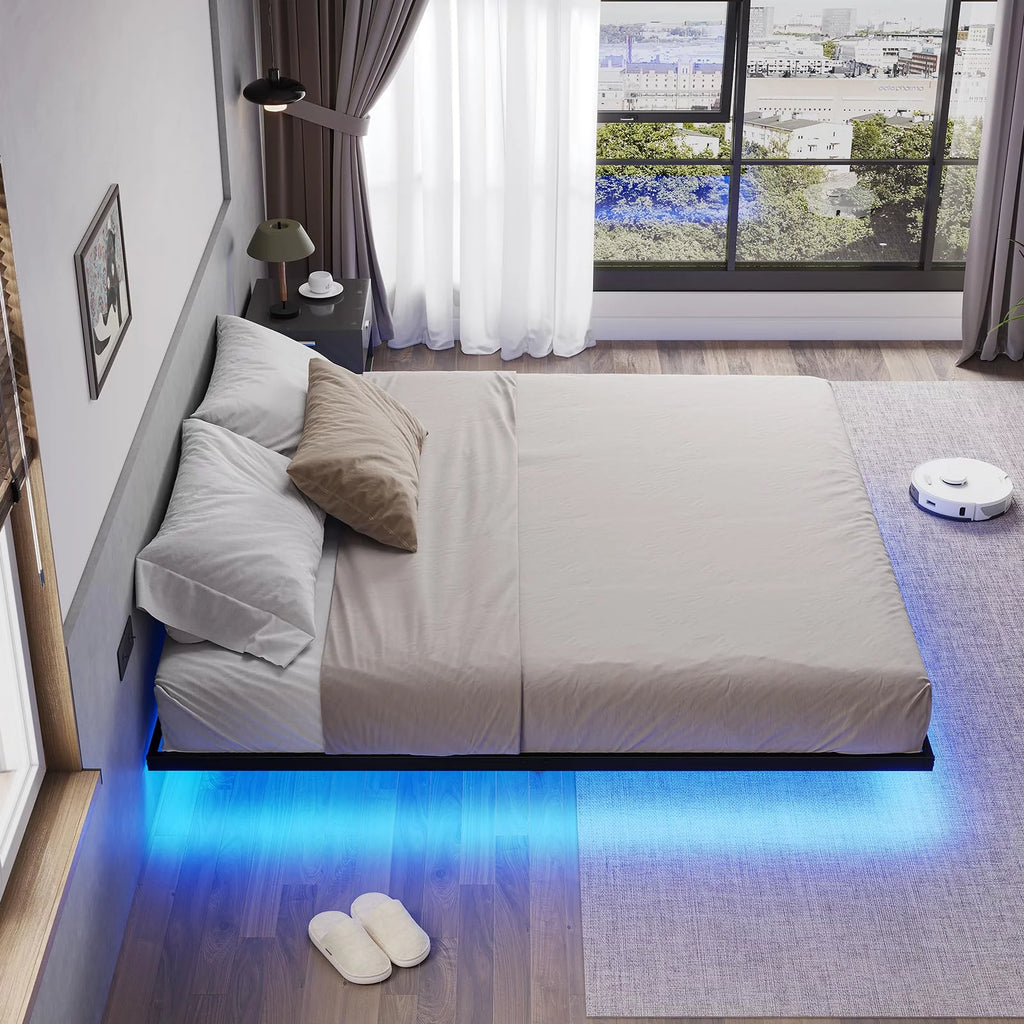 King Size Metal Platform Bed Frame with LED Lights G40474
