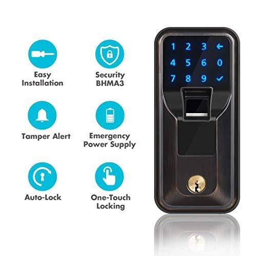 Satin Nickel Finish Electronic Fingerprint Deadbolt with Keypad U328