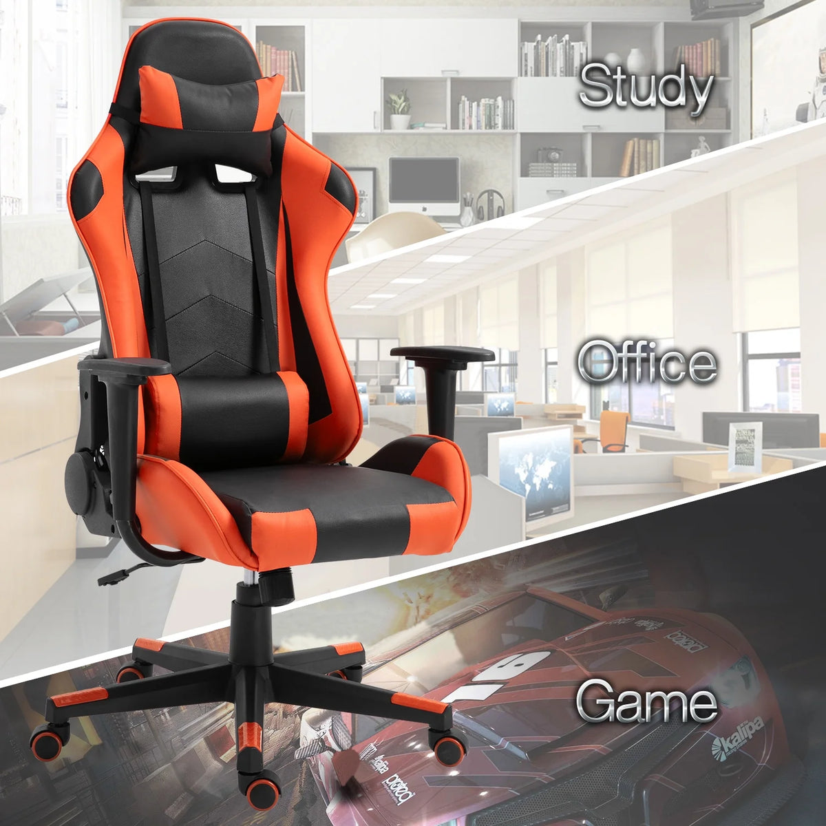 Black Orange Ergonomic Reclining Gaming Chair S1594
