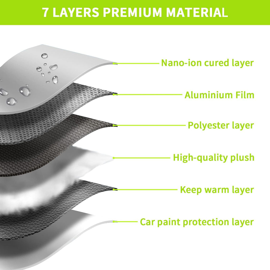 7 Layers Car Cover with Windproof Strap & Driver Door Zipper F818