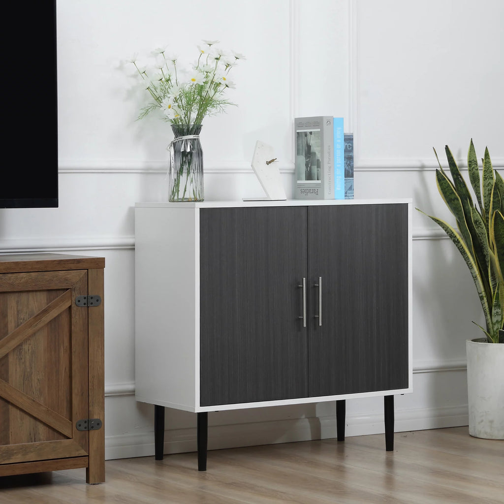 Gray Sideboard Buffet Cabinet with Adjustable Shelf and Steel Legs H6142