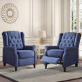 Blue Fabric Push Back Recliner Chair Set Of 2 G641320