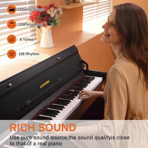 88-Key Weighted Hammer Action Digital Piano with Speakers, Furniture Stand and Triple Pedals U3248