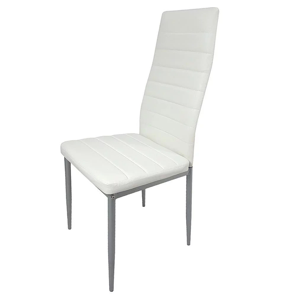 5-Piece Dining Table Set with Glass Tabletop and 4 Faux Leather Chairs P688