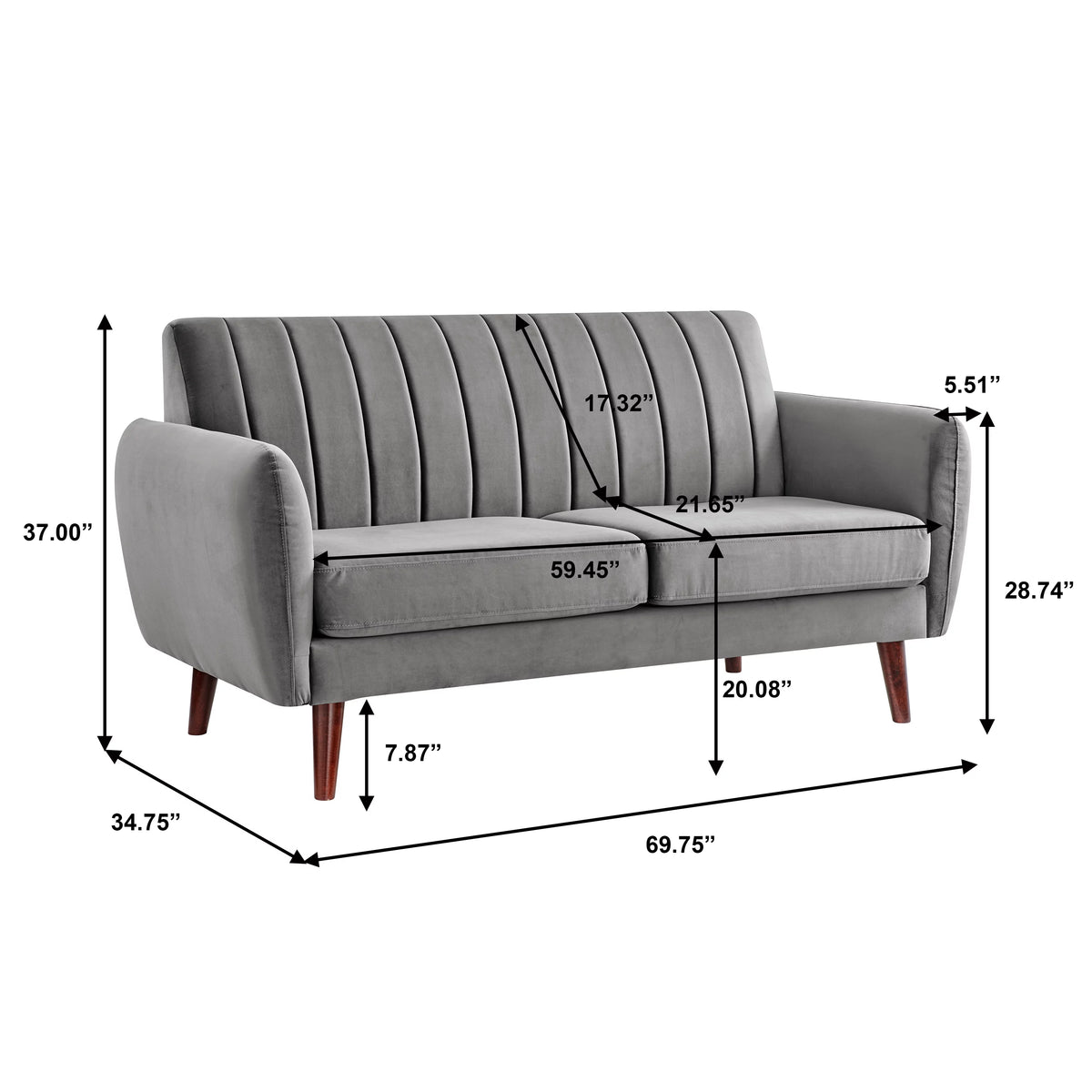 Grey Flannel Sofa and Loveseat Set V539