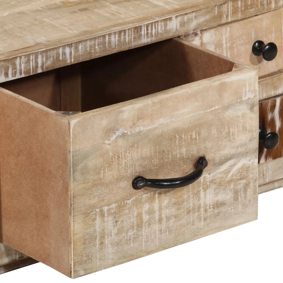 Coffee Table with 4 Storage Drawers Mango Wood 35.4 x 23.6 x 11.8 Inches L3527
