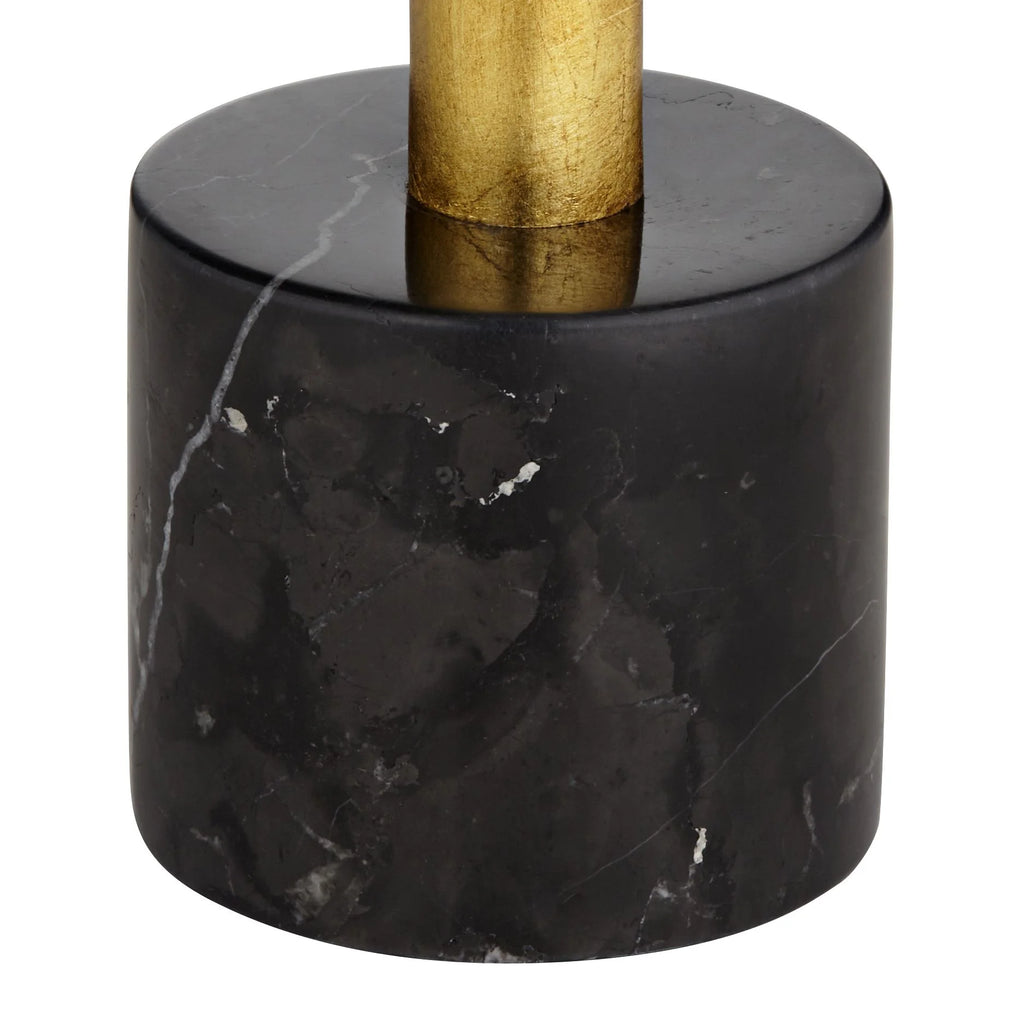 32" Tall Modern End Table Lamps Set of 2 Gold Leaf Black Shade X2645