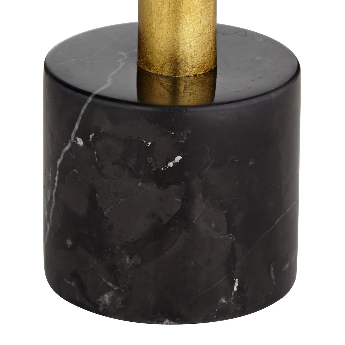 32" Tall Modern End Table Lamps Set of 2 Gold Leaf Black Shade X2645