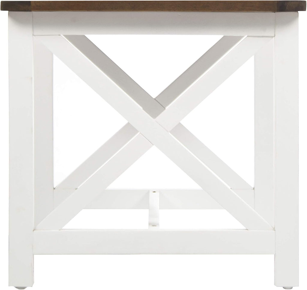 Pu White/Dark Oak Acacia Wood End Table B705585