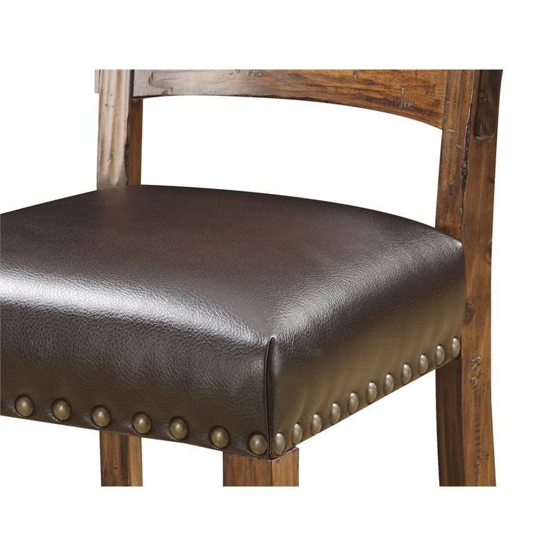 Brown Bonded Leather Upholstered Barstool, 2 Pack C61535