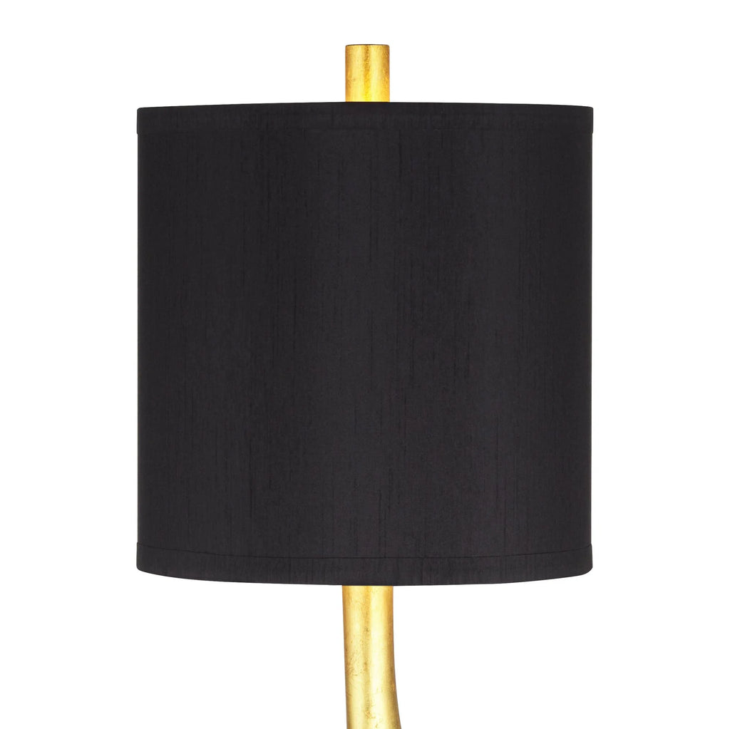32" Tall Modern End Table Lamps Set of 2 Gold Leaf Black Shade X2645