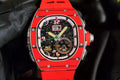 Tourbillon Vibrating Alarm Red Bezel Red Rubber Strap Y90744