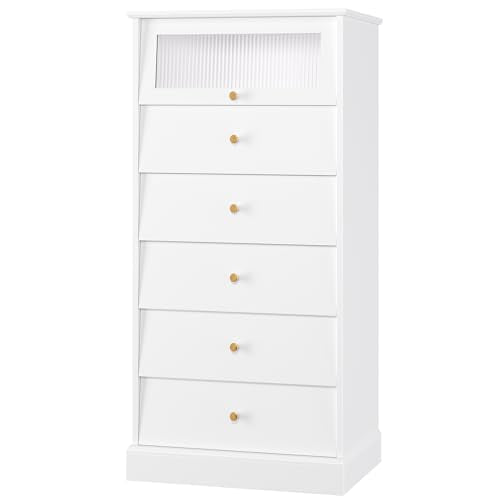 6 Drawer Black Dresser with Glass Drawer D96747