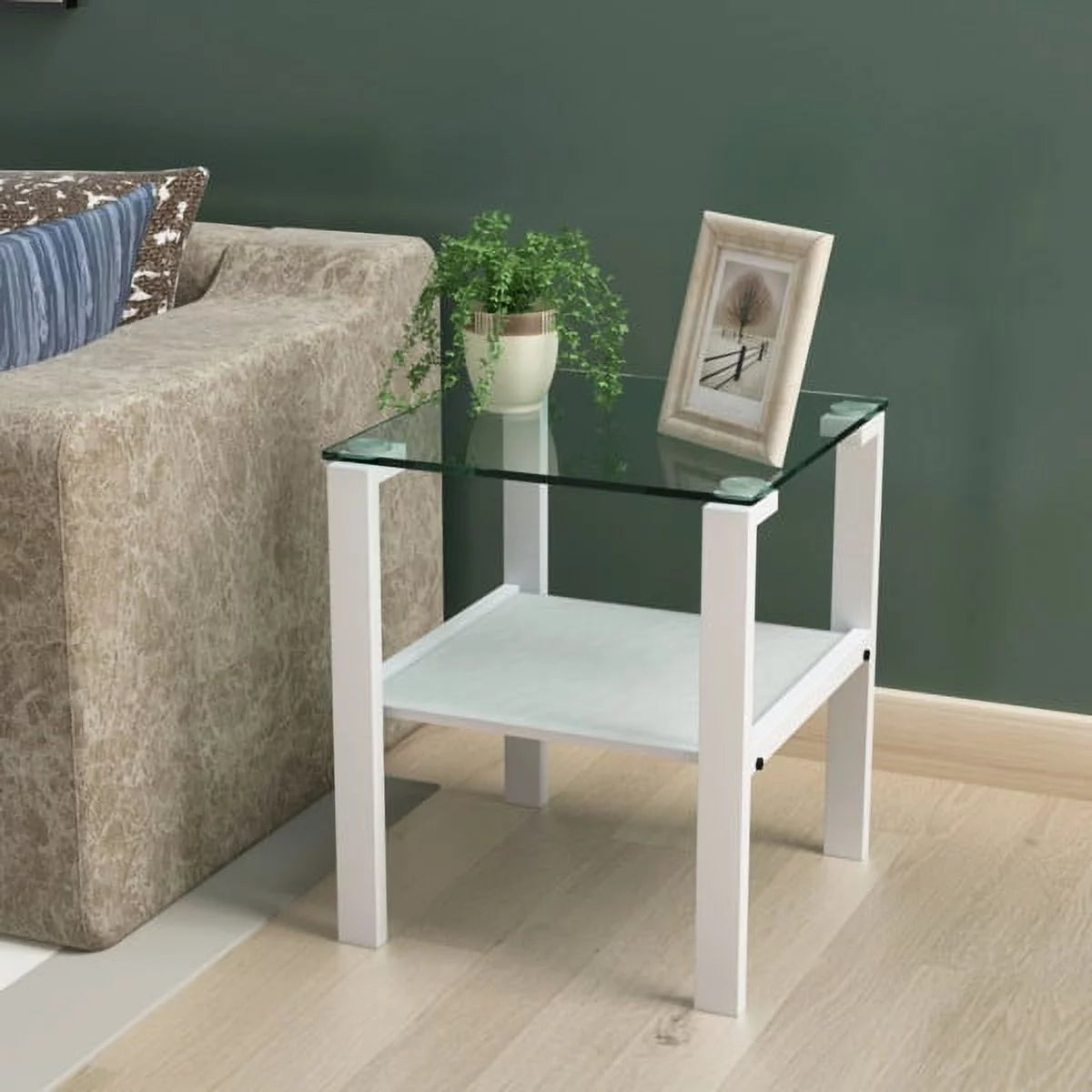 White Glass Round Side Table B252