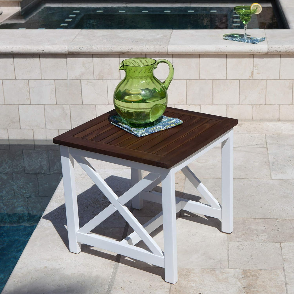 Pu White/Dark Oak Acacia Wood End Table B705585