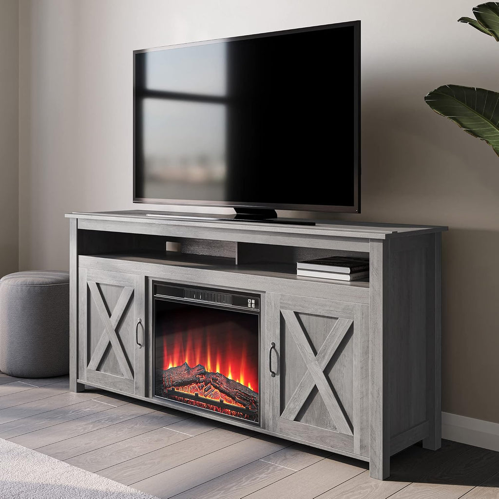 Wood Electric Fireplace TV Stand for TVs up to 65 Inches C29864