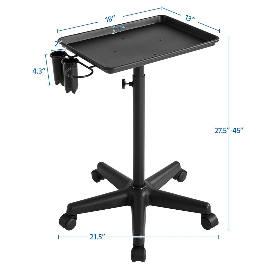 Black Rolling Aluminum Utility Cart with 5 Casters E3412