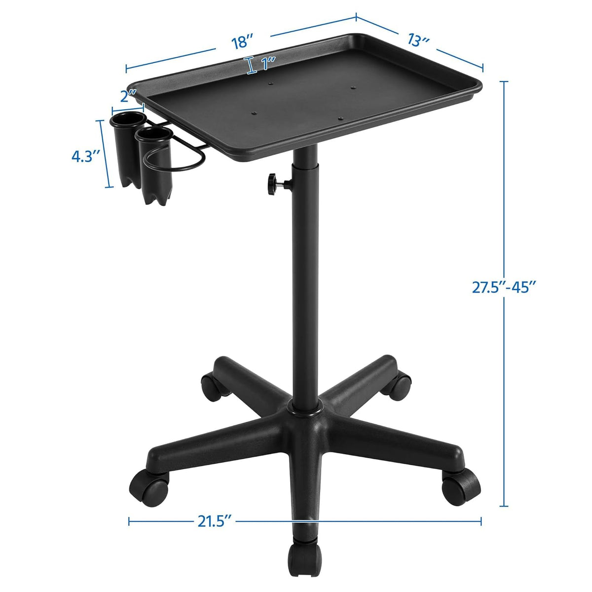 Black Rolling Aluminum Utility Cart with 5 Casters E3412
