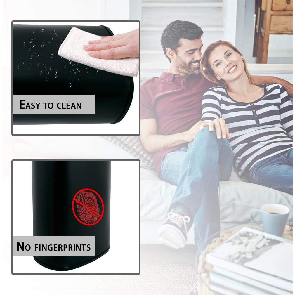 13 Gallon Black Stainless Steel Trash Can with Lid K389