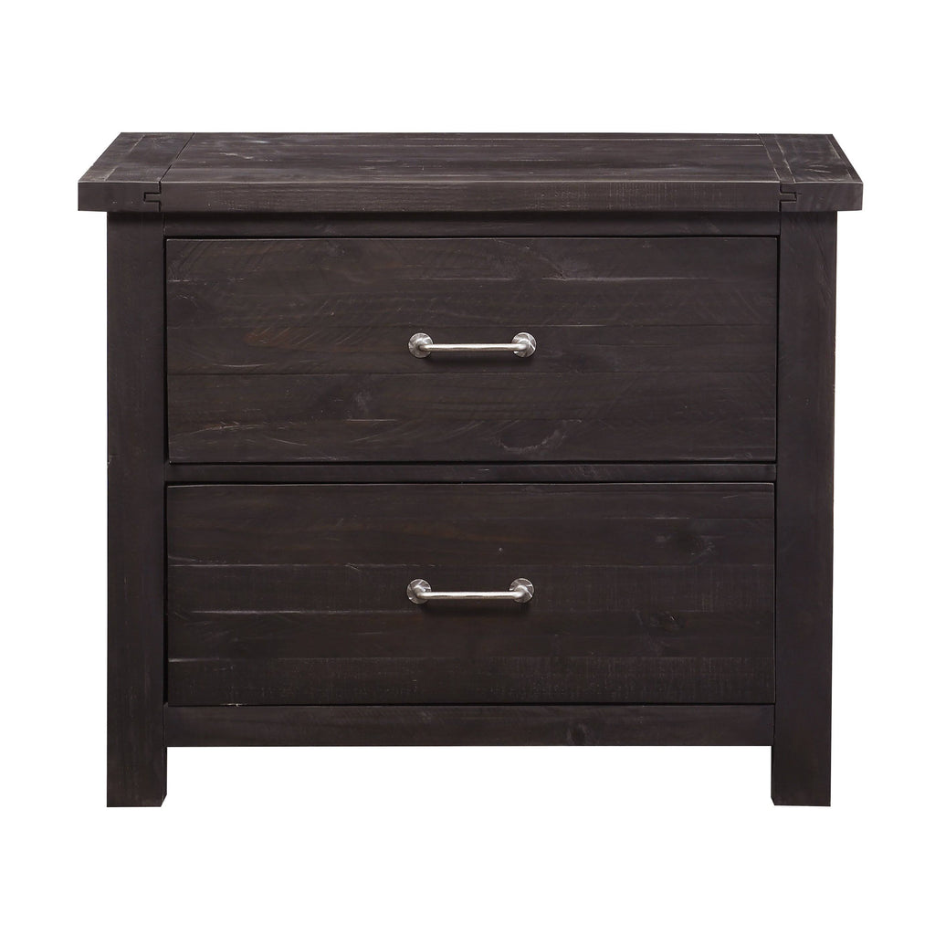 Cafe Brown Two Drawer Wooden File Cabinet with Metal Handle Pull L2492