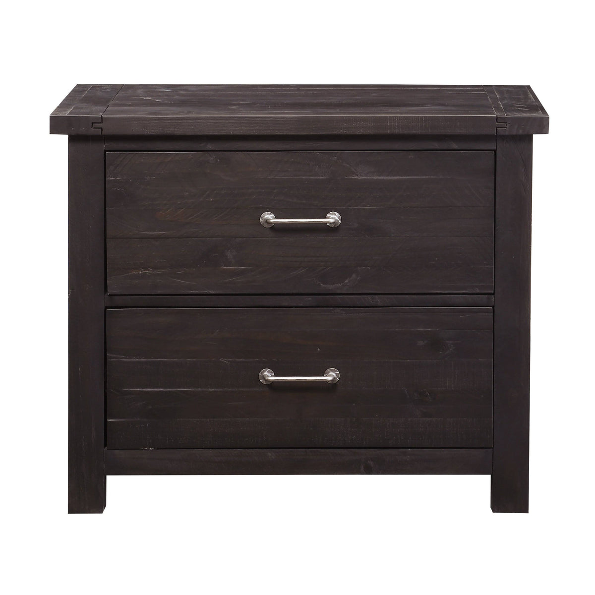 Cafe Brown Two Drawer Wooden File Cabinet with Metal Handle Pull L2492