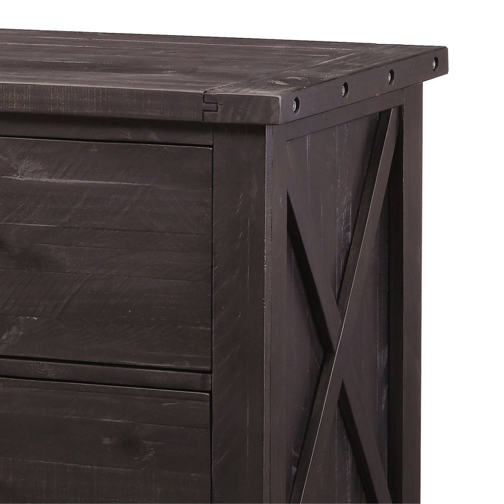 Cafe Brown Two Drawer Wooden File Cabinet with Metal Handle Pull L2492