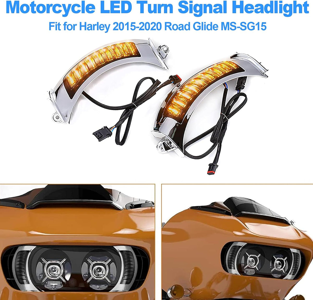 LED Front Turn Signal Chrome Headlight Pack of 2 N93400