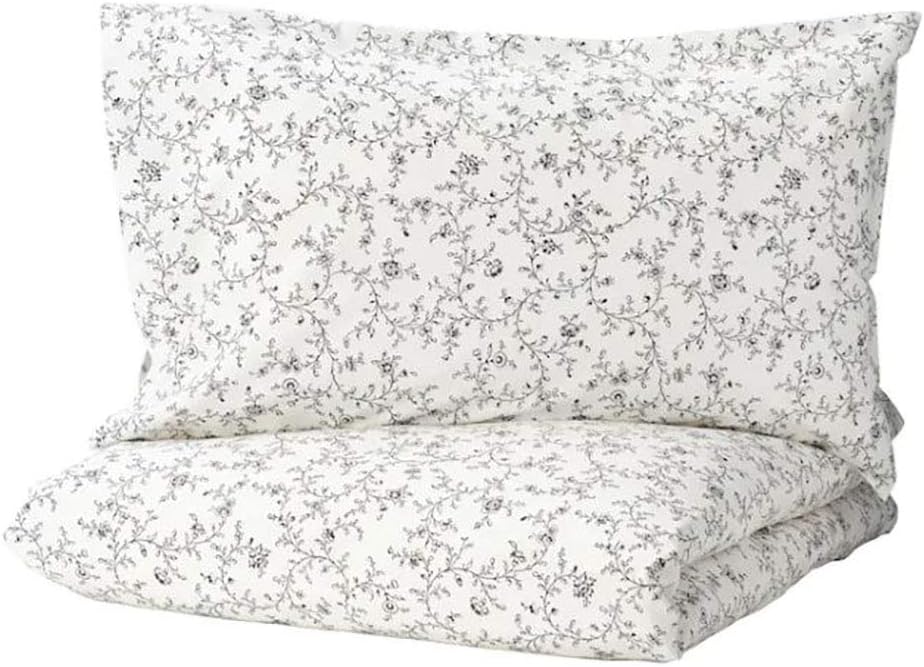 White Dark Gray Full/Queen Duvet Cover and Pillowcase(s) A384