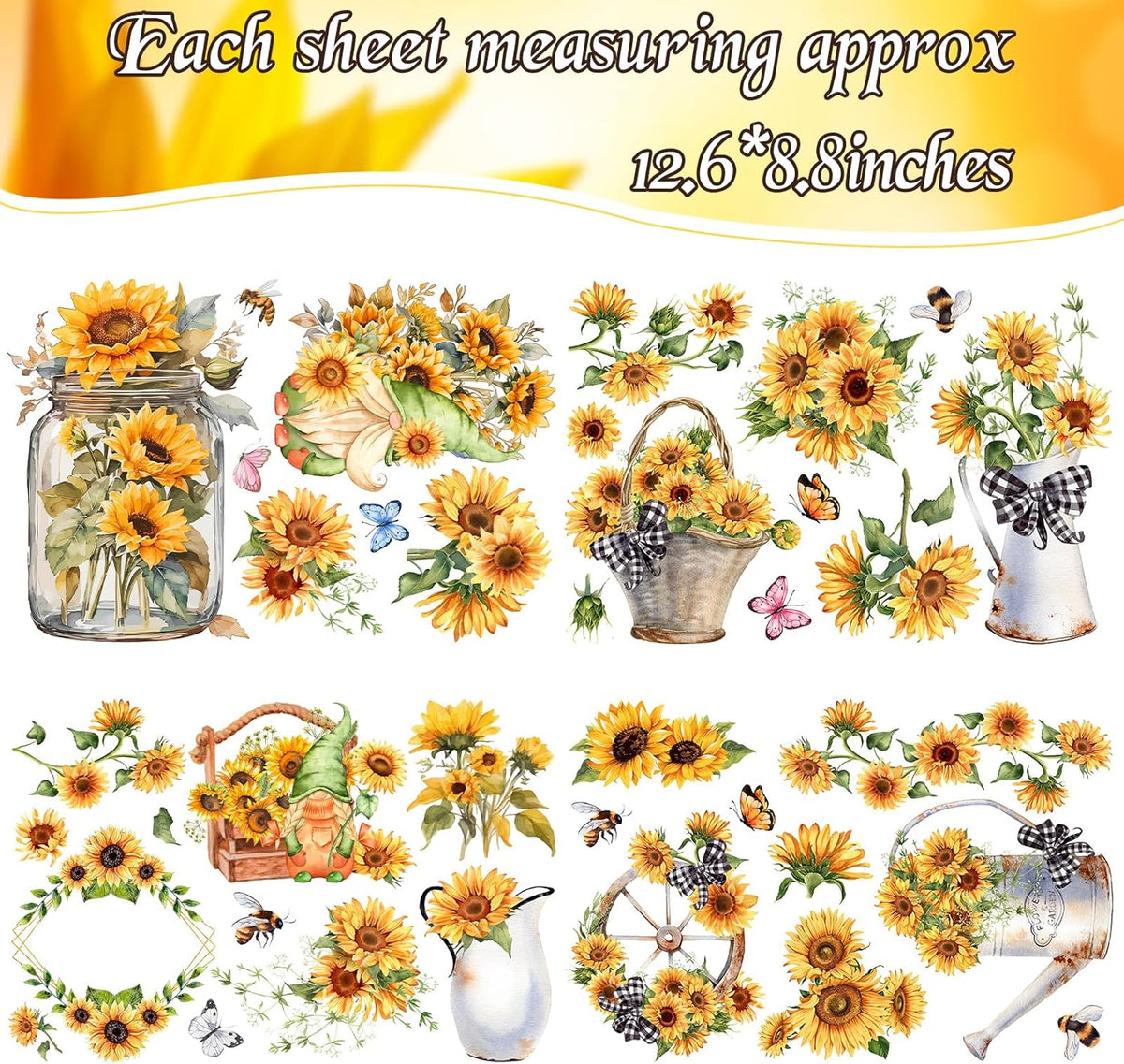 Sunflower Rub on Transfer Stickers for Furniture B674171