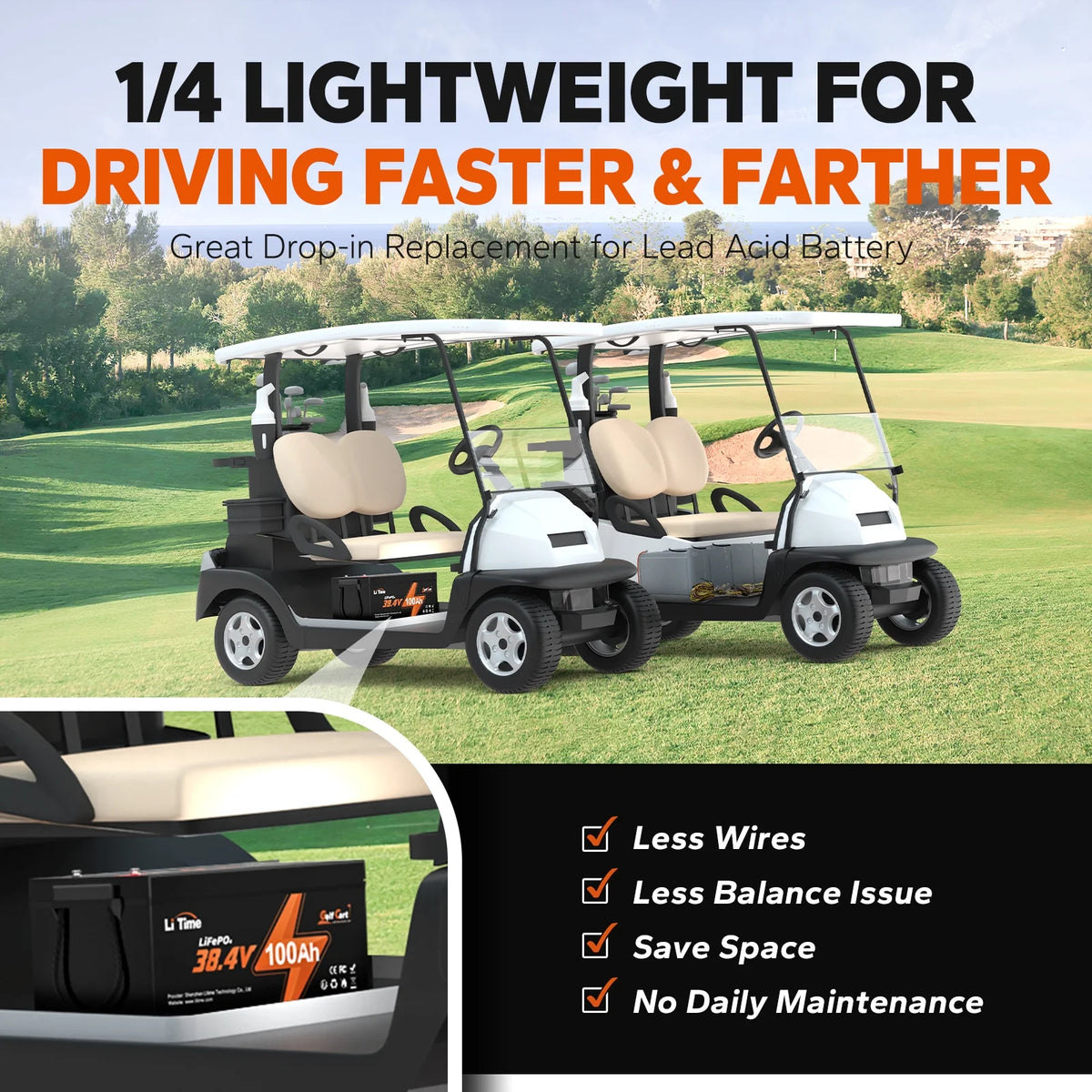 36V 100Ah LiFePO4 Lithium Battery E612