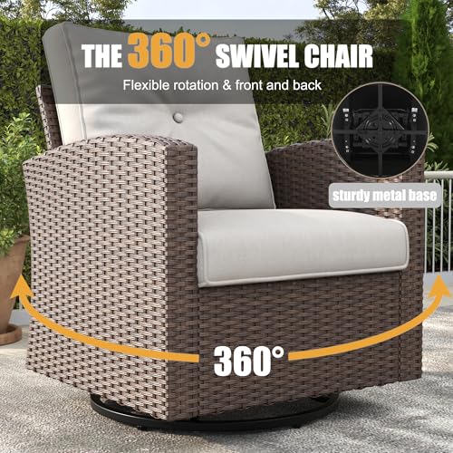 4 Piece Wicker Patio Furniture Set with Fire Pit Table Z2876