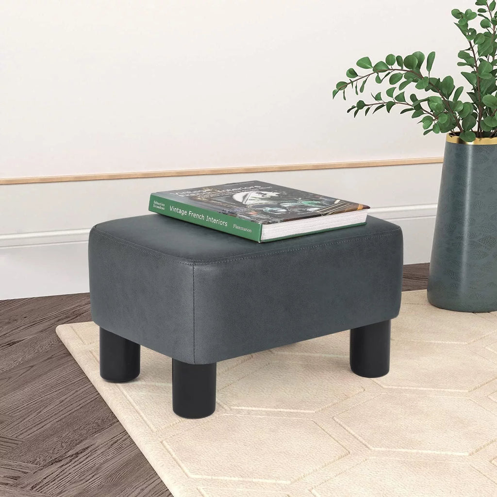 Fabric Rectangular Ottoman Footstool Dark Gray P983