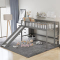 Wood Twin Loft Bed with Ladder and Slide, Gray Z972