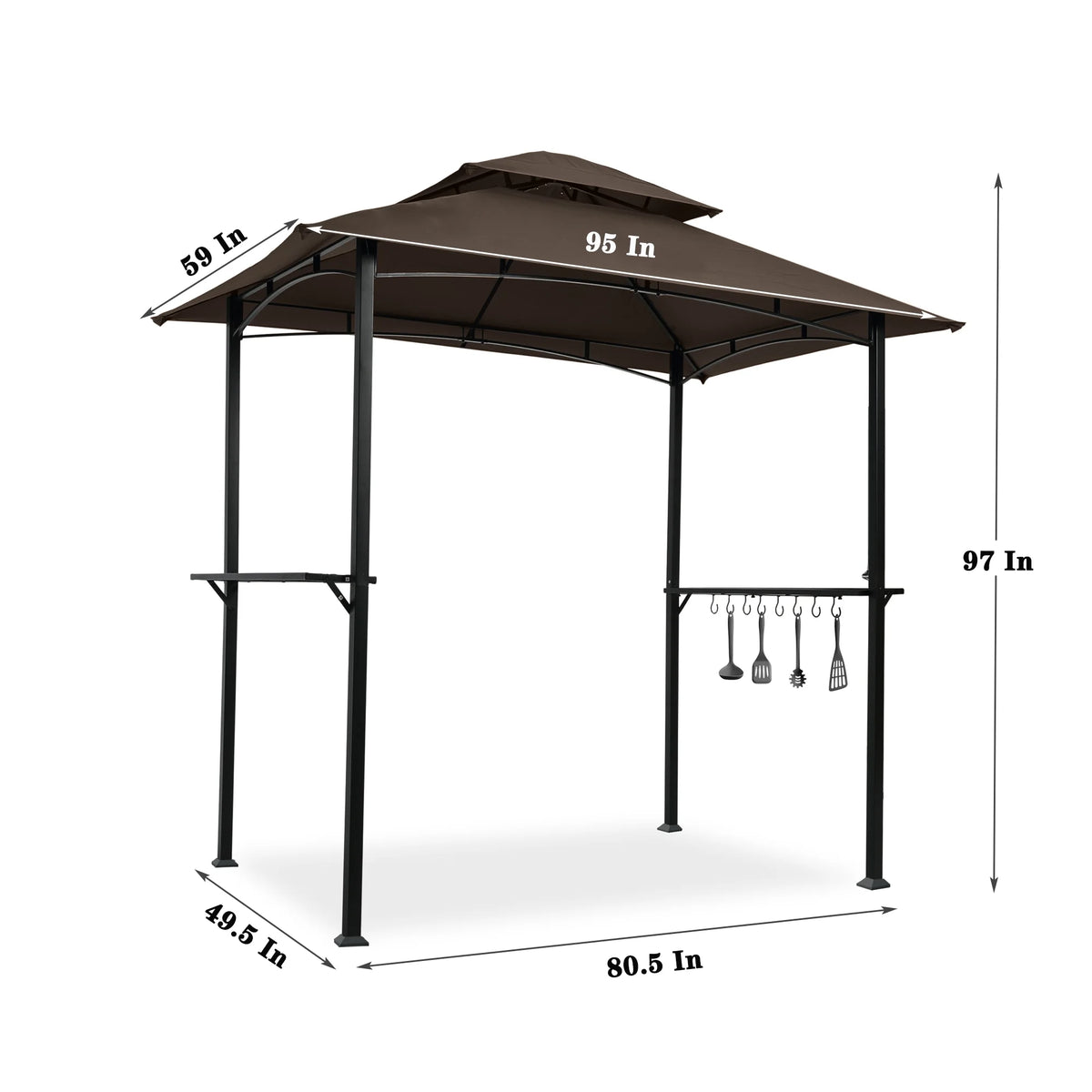 Brown Steel Frame Outdoor Grill Gazebo with Canopy R5288