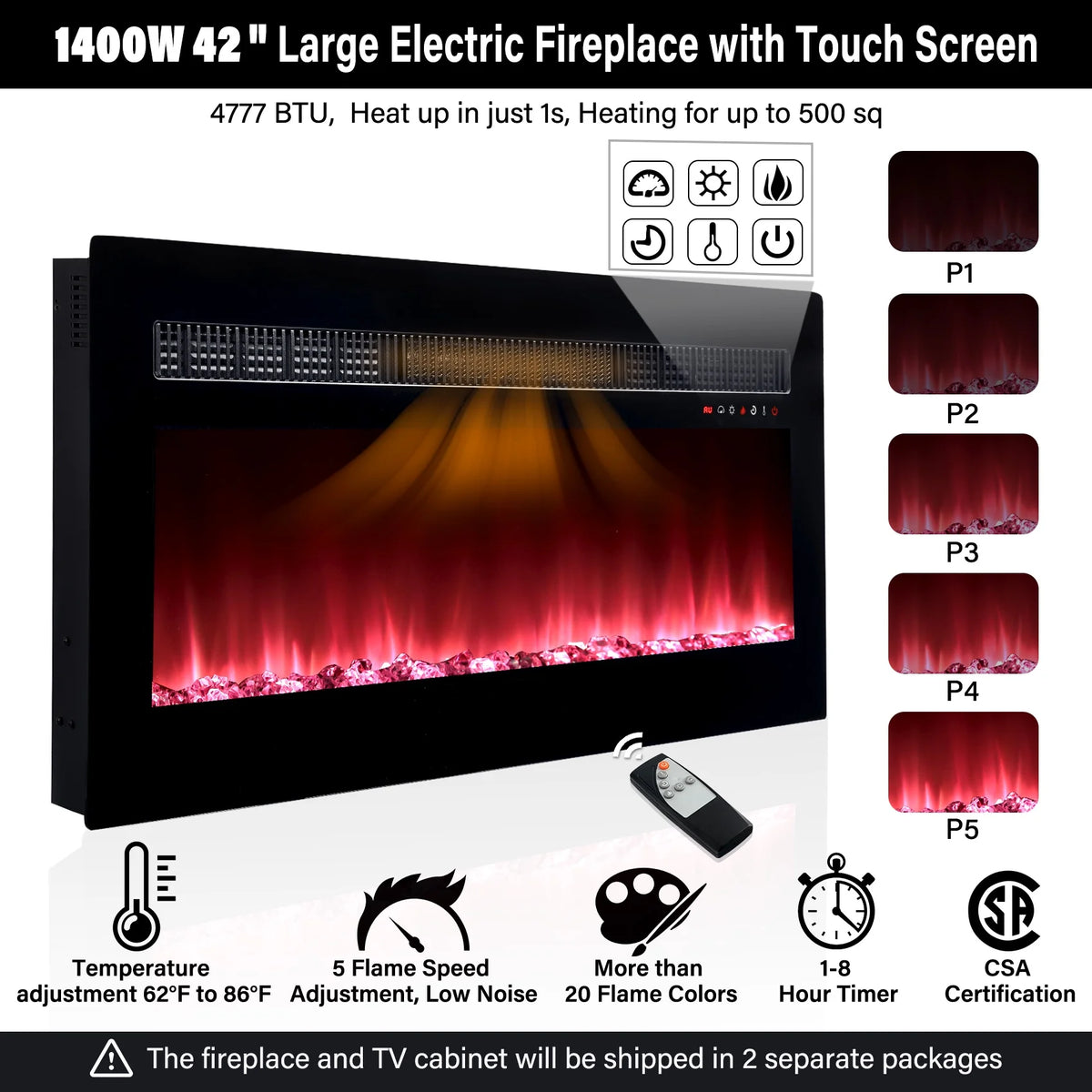 White Entertainment Center with Electric Fireplace and 42 Fireplace Z415348