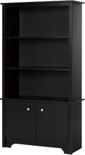 Pure Black 3-Shelf Bookcase with 2 Doors O556345