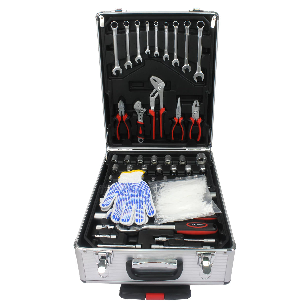 899PCS White Hand Tool Set with Rolling Tool Box W20427