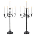 Black 28 Inches 5 Arm Metal Candelabra Set of 2 T397
