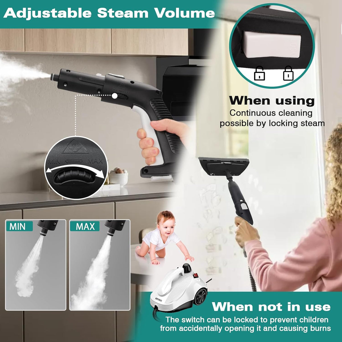 Steam Cleaner with 23 Accessories, 16.4ft Power Cord N9648
